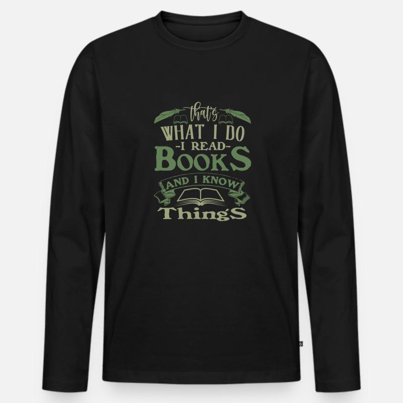 Lesen - Männer Premium Bio Langarmshirt - Schwarz