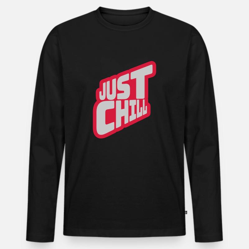 Just Chill Text Logo - Männer Premium Bio Langarmshirt - Schwarz