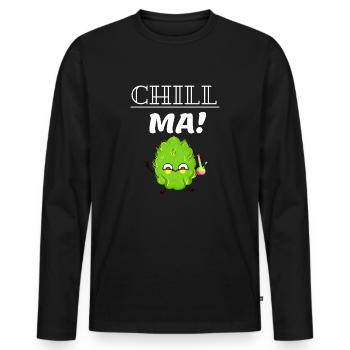Chill Ma Lustiges Stonerdesign mit süßem Bud - Männer Premium Bio Langarmshirt - Schwarz - Vorne - Nico (187cm)