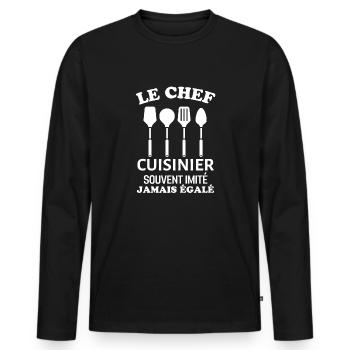 Chef cuisinier 1 - T-shirt manches longues Premium bio Homme - noir - Devant - Nico (187cm)