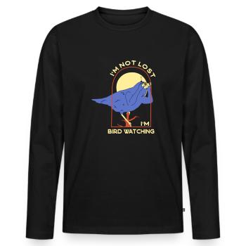 Bird Nerd Lustiges Vogel Design - Männer Premium Bio Langarmshirt - Schwarz - Vorne - Nico (187cm)
