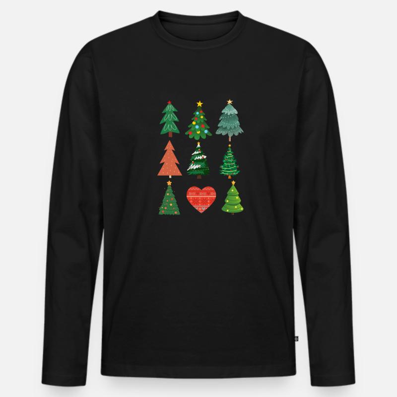 Herz-Weihnachtsbaum - Männer Premium Bio Langarmshirt - Schwarz