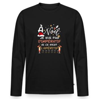 Noël Apéritif Apéro - T-shirt manches longues Premium bio Homme - noir - Devant - Nico (187cm)