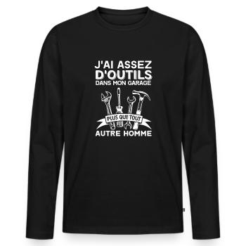 J AI ASSEZ D OUTILS DANS MON GARAGE 1 - T-shirt manches longues Premium bio Homme - noir - Devant - Nico (187cm)
