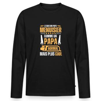 Papa Menuisier très cool - T-shirt manches longues Premium bio Homme - noir - Devant - Nico (187cm)