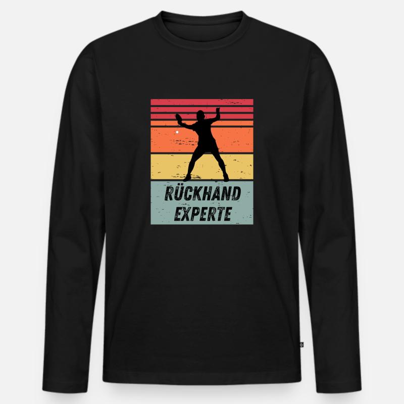 Rückhandexperte - Männer Premium Bio Langarmshirt - Schwarz