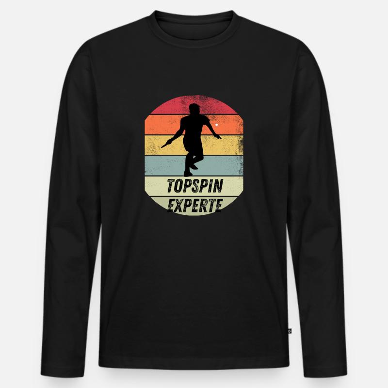 Topspinexperte - Männer Premium Bio Langarmshirt - Schwarz