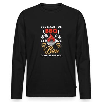 Barbecue et bière 2 - T-shirt manches longues Premium bio Homme - noir - Devant - Nico (187cm)
