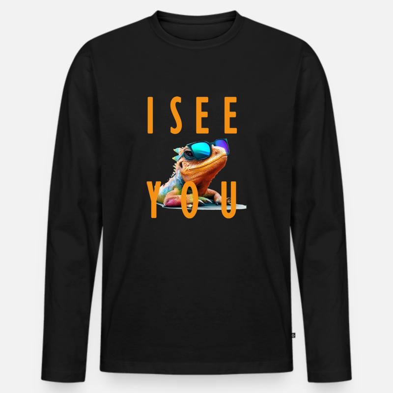 lizard I see you - Männer Premium Bio Langarmshirt - Schwarz