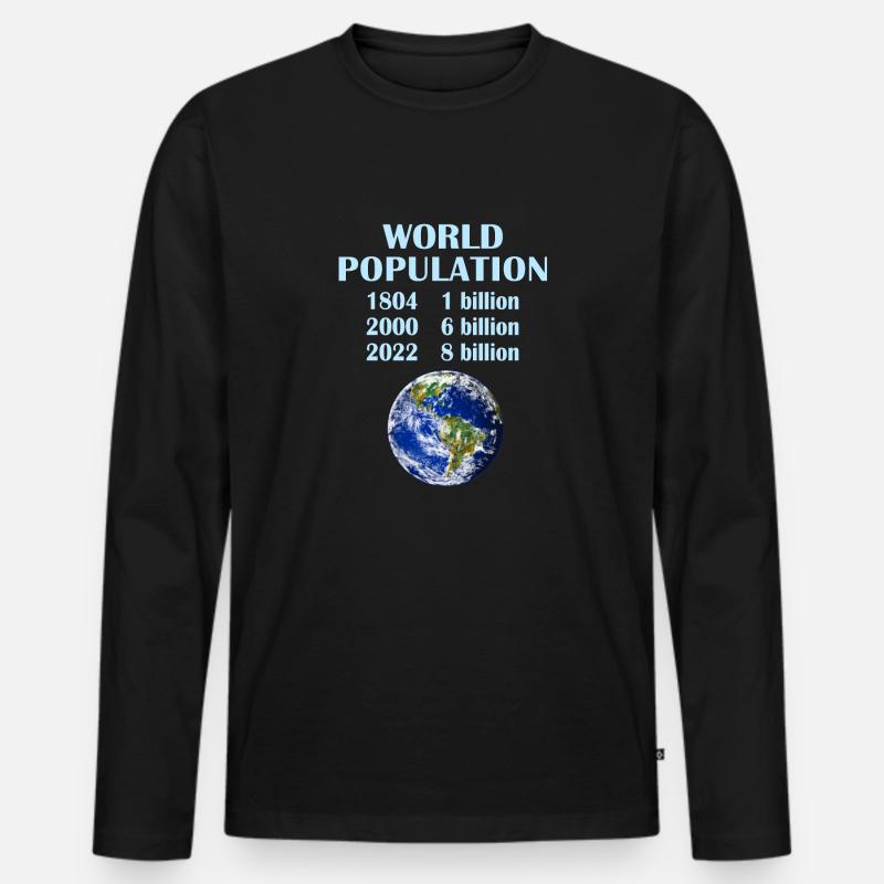 WELTBEVÖLKERUNG - Männer Premium Bio Langarmshirt - Schwarz