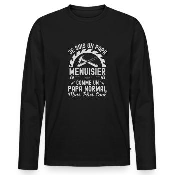 Papa menuisier cool 2 - T-shirt manches longues Premium bio Homme - noir - Devant - Nico (187cm)