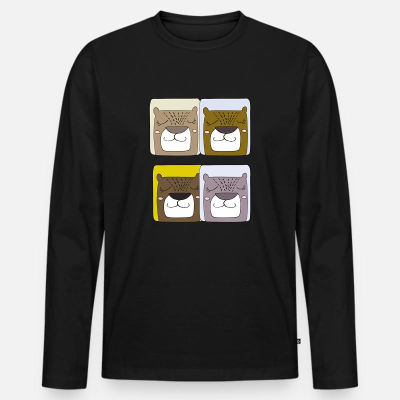 bären 4fach - Männer Premium Bio Langarmshirt - Schwarz