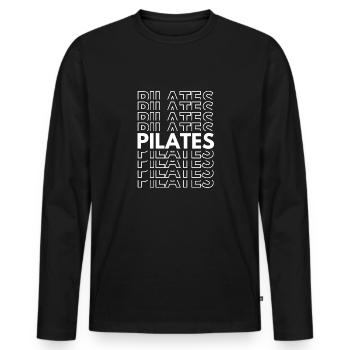 Pilates - Männer Premium Bio Langarmshirt - Schwarz - Vorne - Nico (187cm)