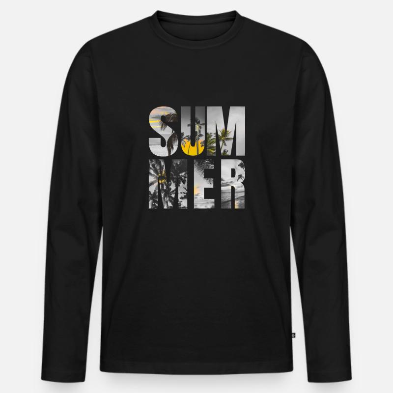 Sommer - Männer Premium Bio Langarmshirt - Schwarz