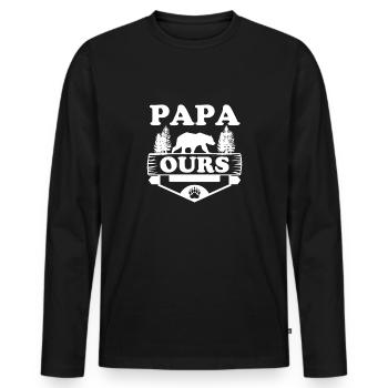 Papa Ours - T-shirt manches longues Premium bio Homme - noir - Devant - Nico (187cm)