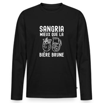 Sangria Mieux que la bière brune 2 - T-shirt manches longues Premium bio Homme - noir - Devant - Nico (187cm)