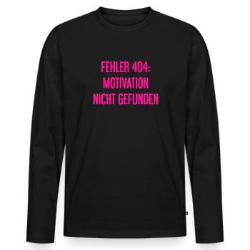 Erreur 404 : Motivation introuvable - T-shirt manches longues Premium bio Homme - noir - Devant - Nico (187cm)