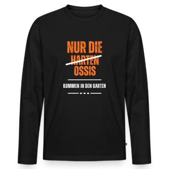 ossi Shirt - Männer Premium Bio Langarmshirt - Schwarz - Vorne - Nico (187cm)