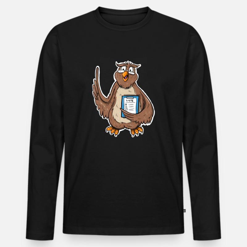 Weise Eule - Männer Premium Bio Langarmshirt - Schwarz