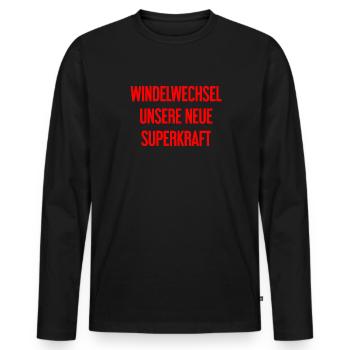 Diaper change – our new superpower - Men's Premium Organic Long Sleeve Shirt - black - Front - Nico (187cm)