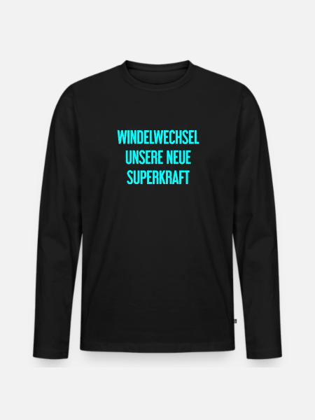 Windelwechsel – unsere neue Superkraft - Premium økologisk langærmet T-shirt til mænd - sort