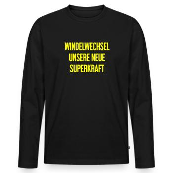Diaper change – our new superpower - Men's Premium Organic Long Sleeve Shirt - black - Front - Nico (187cm)