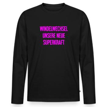 Diaper change – our new superpower - Men's Premium Organic Long Sleeve Shirt - black - Front - Nico (187cm)
