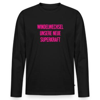 Diaper change – our new superpower - Men's Premium Organic Long Sleeve Shirt - black - Front - Nico (187cm)