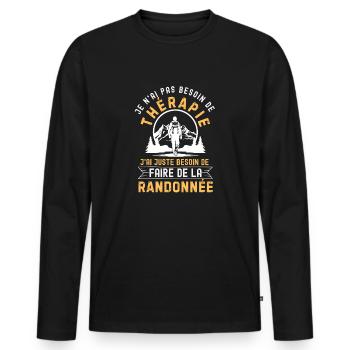 Pas besoin de therapie juste faire de la randon - T-shirt manches longues Premium bio Homme - noir - Devant - Nico (187cm)