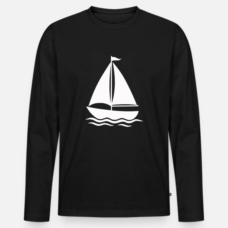 segelschiff - Männer Premium Bio Langarmshirt - Schwarz