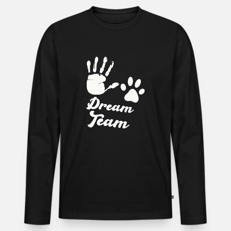 pfote hand dream team - Männer Premium Bio Langarmshirt - Schwarz