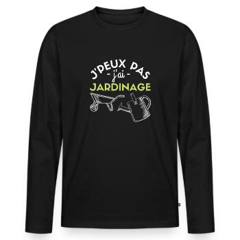 Jardinage Je Peux Pas J'ai Jardinage Jardin - T-shirt manches longues Premium bio Homme - noir - Devant - Nico (187cm)