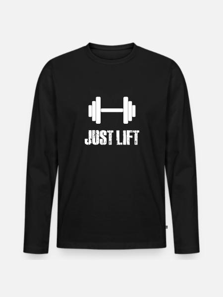 JUST LIFT - Männer Premium Bio Langarmshirt - Schwarz
