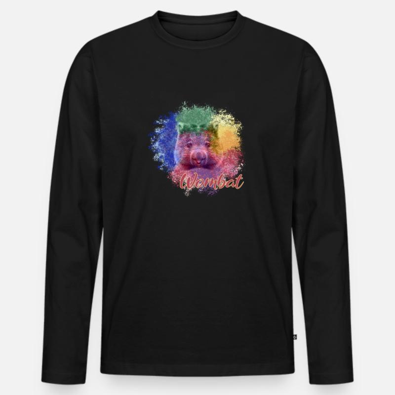 Wombat - Männer Premium Bio Langarmshirt - Schwarz