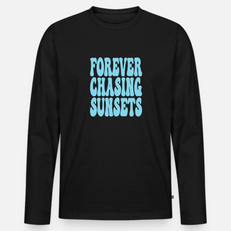 FOREVER CHASING SUNSETS - Männer Premium Bio Langarmshirt - Schwarz