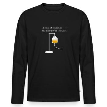 My blood type: beer - Men's Premium Organic Long Sleeve Shirt - black - Front - Nico (187cm)