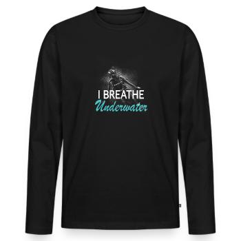 Je respire sous l’eau - T-shirt manches longues Premium bio Homme - noir - Devant - Nico (187cm)