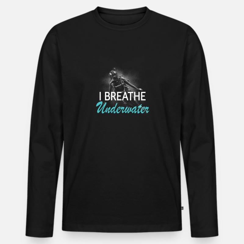 Ich atme unter Wasser - Männer Premium Bio Langarmshirt - Schwarz