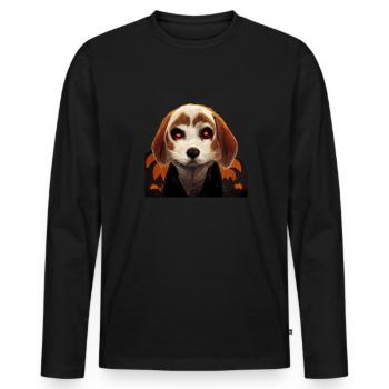 Beagle d’Halloween - T-shirt manches longues Premium bio Homme - noir - Devant - Nico (187cm)
