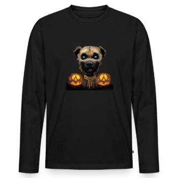 Halloween Border Terrier - T-shirt manches longues Premium bio Homme - noir - Devant - Nico (187cm)