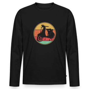 Retro Moped Scooter Vintage Mofa Roller - Männer Premium Bio Langarmshirt - Schwarz - Vorne - Nico (187cm)
