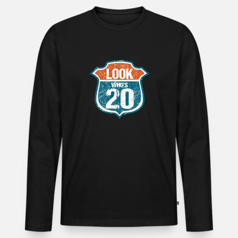 Look who's 20 - Männer Premium Bio Langarmshirt - Schwarz