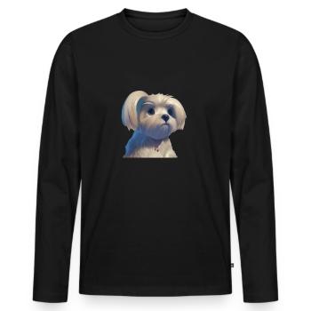 Malteser Hund - Malteser - Men's Premium Organic Long Sleeve Shirt - black - Front - Nico (187cm)