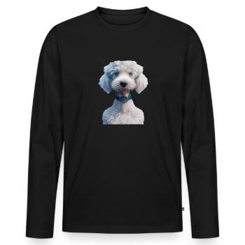 Bedlington Terrier Hund - Bedlington Terrier - Männer Premium Bio Langarmshirt - Schwarz - Vorne - Nico (187cm)