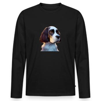 Chien d’épagneul Springer anglais - T-shirt manches longues Premium bio Homme - noir - Devant - Nico (187cm)