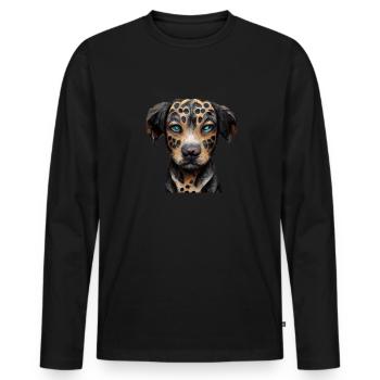 Chien léopard Catahoula - T-shirt manches longues Premium bio Homme - noir - Devant - Nico (187cm)
