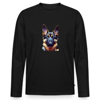 German Shepherd Dog - German Shepherd - Men's Premium Organic Long Sleeve Shirt - black - Front - Nico (187cm)