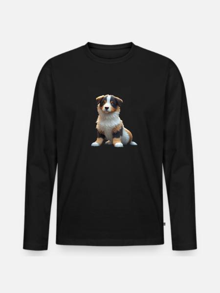 Australian Shepherd Dog - Aussie Dog - Men's Premium Organic Long Sleeve Shirt - black