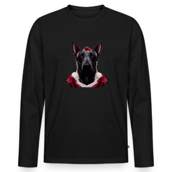 Hollandse Herder Weihnachten - Männer Premium Bio Langarmshirt - Schwarz - Vorne - Nico (187cm)