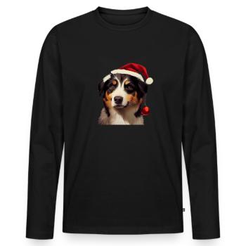 Australian Shepherd Weihnachten - Männer Premium Bio Langarmshirt - Schwarz - Vorne - Nico (187cm)